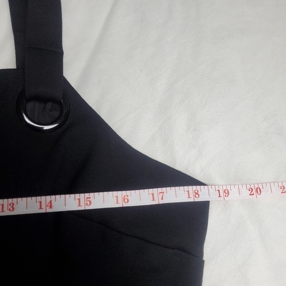 REITMANS Square Neck Sleeveless Sheath Black Dress Metal Eyelet Front Slit - Picture 9 of 14